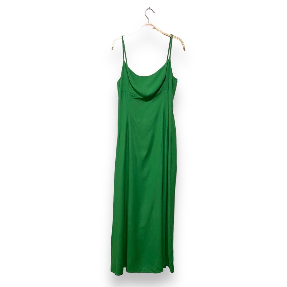 Reformation Emerald Green Satin Cowl Midi Dress
